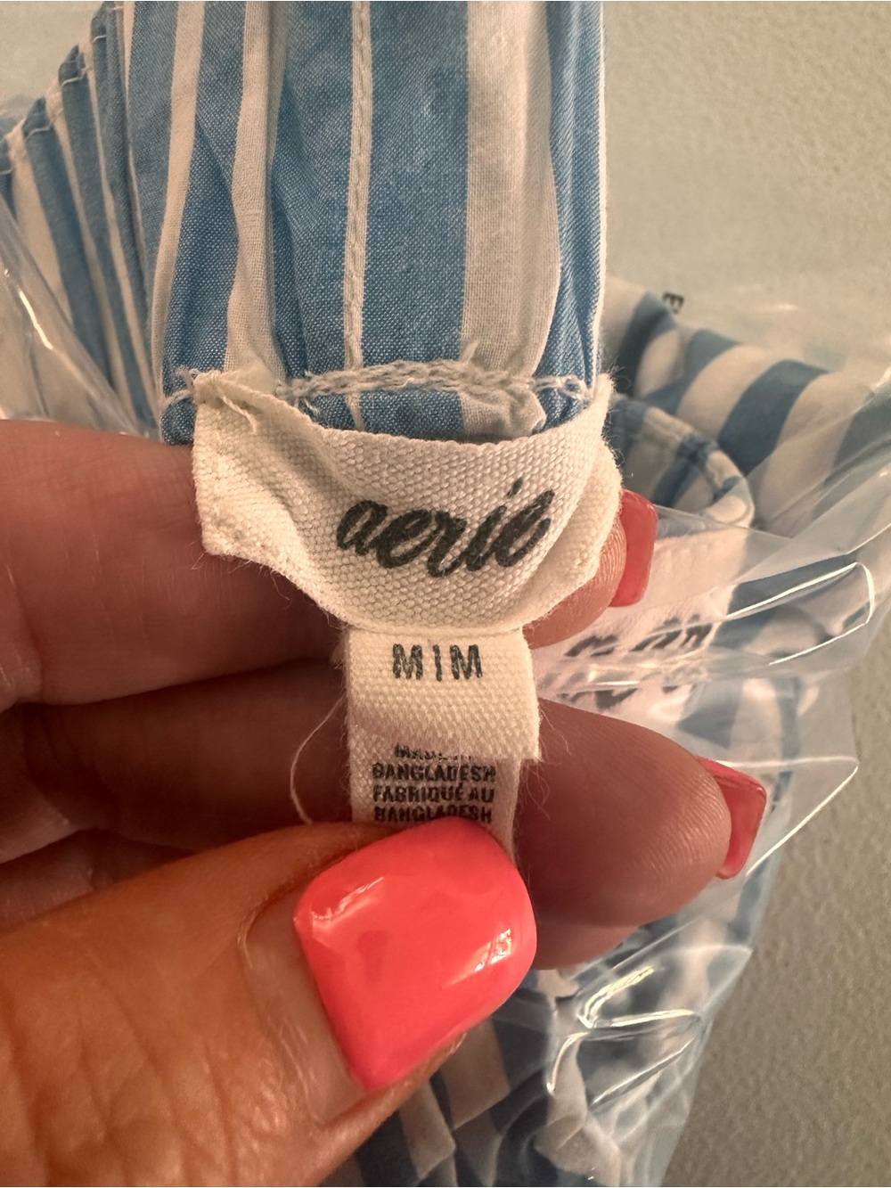 aerie Blue and White Vertical Stripe Cotton Shorts - Picture 4 of 4